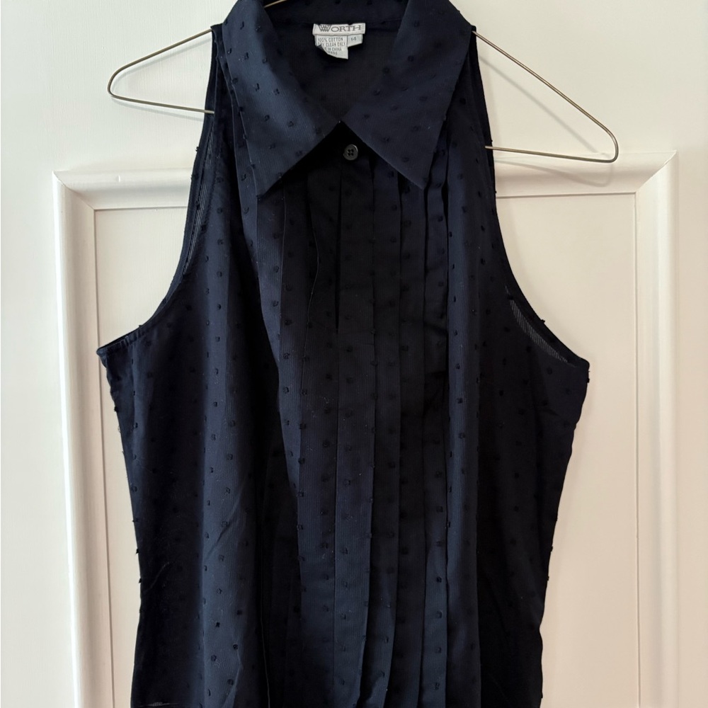 Worth NY Navy Sleeveless Blouse